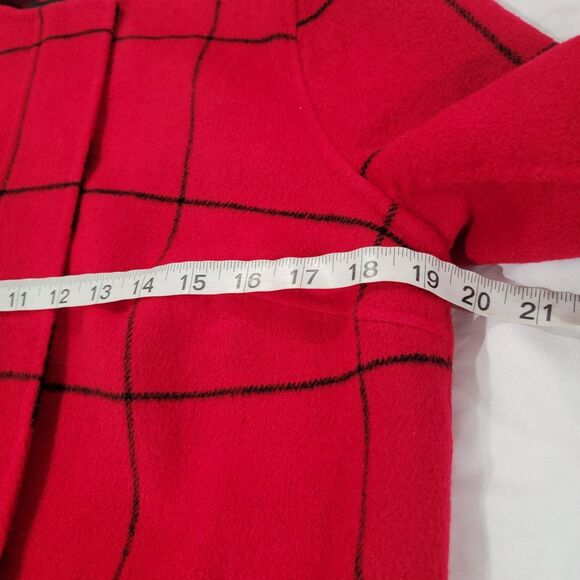 Talbots Womens Wool Blend Jacket Size 4 Petite Red Black Plaid Zip Up Twee - Picture 4 of 8